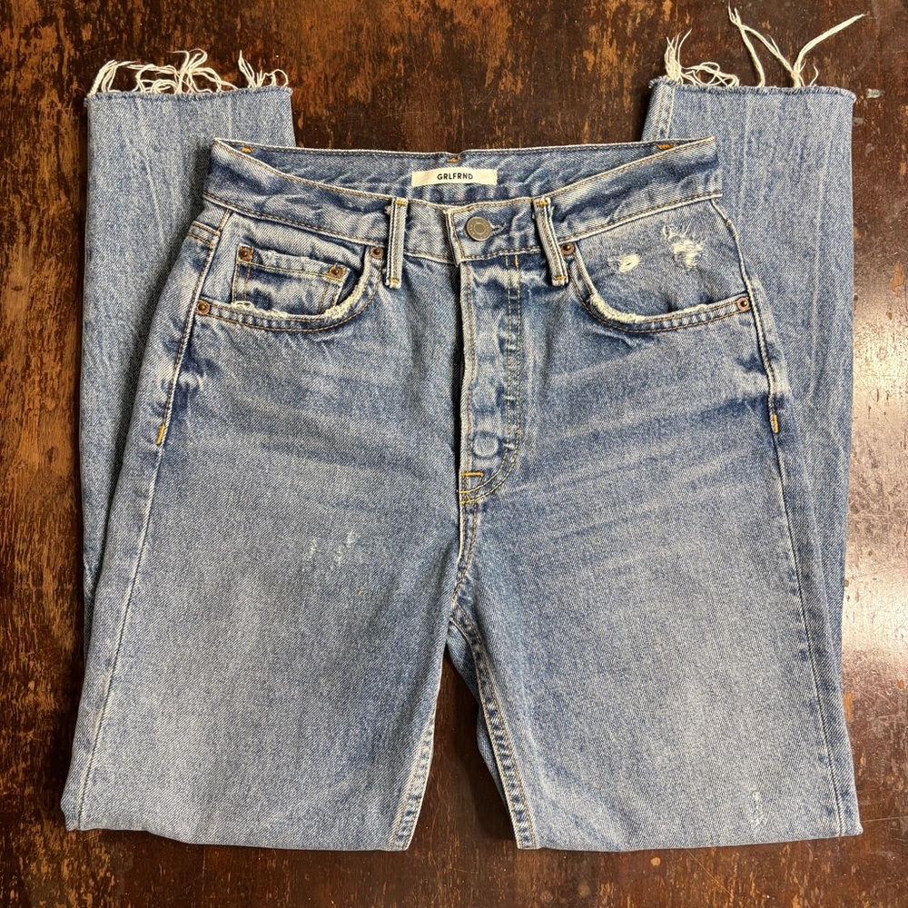GRLFRND Karolina High Rise Straight Crop Denim Jean